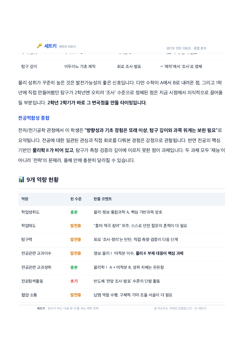 샘플 3쪽 — 9개 역량 현황표